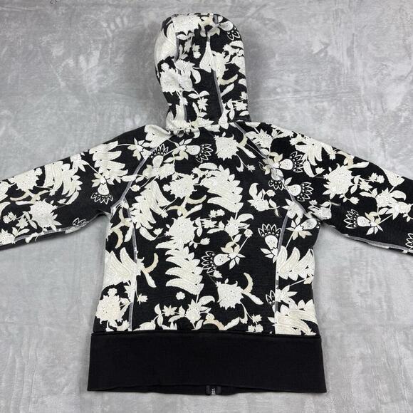 Lululemon Scuba Limited Edition Full Zip Hoodie Jacket Sz S Floral White Black - Picture 2 of 8